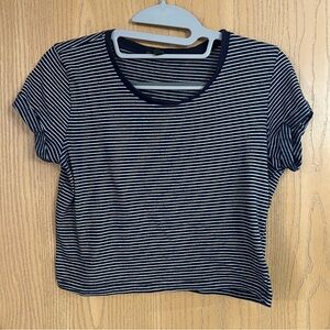 Truly Madly Deeply Blue and White Striped Crop T-Shirt